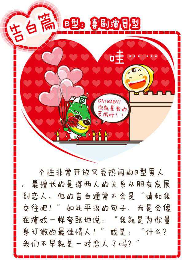 B血型男的表白方式