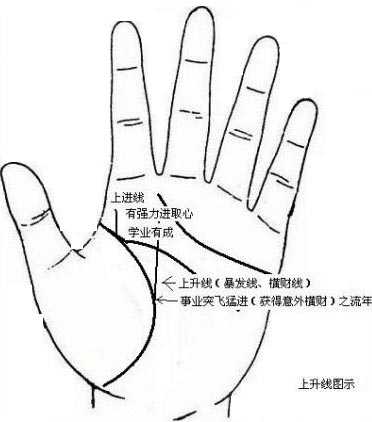 手相图解:上升线 上进线 手相图解:上升线 上进线